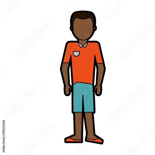 faceless dark skin man wearing polo shirt and shorts icon image vector illustration design 
