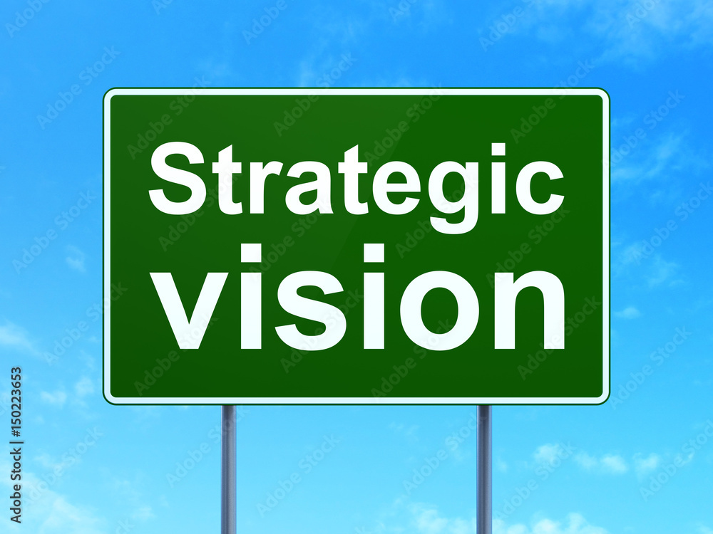 Business concept: Strategic Vision on road sign background Business concept: Strategic Vision on road sign background
