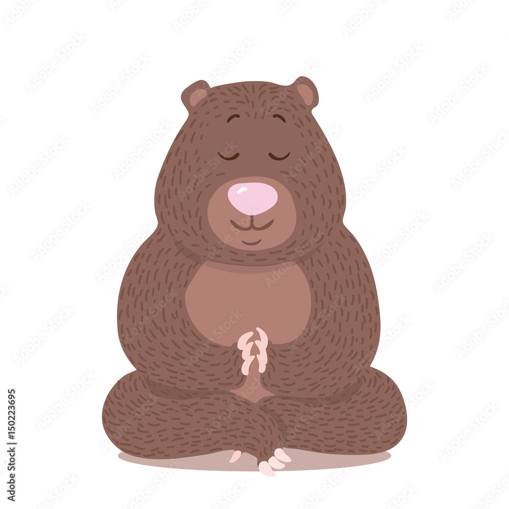 Vector cartoon style bear in yoga pose logo. Cute logotype Vector cartoon style bear in yoga pose logo. Cute logotype