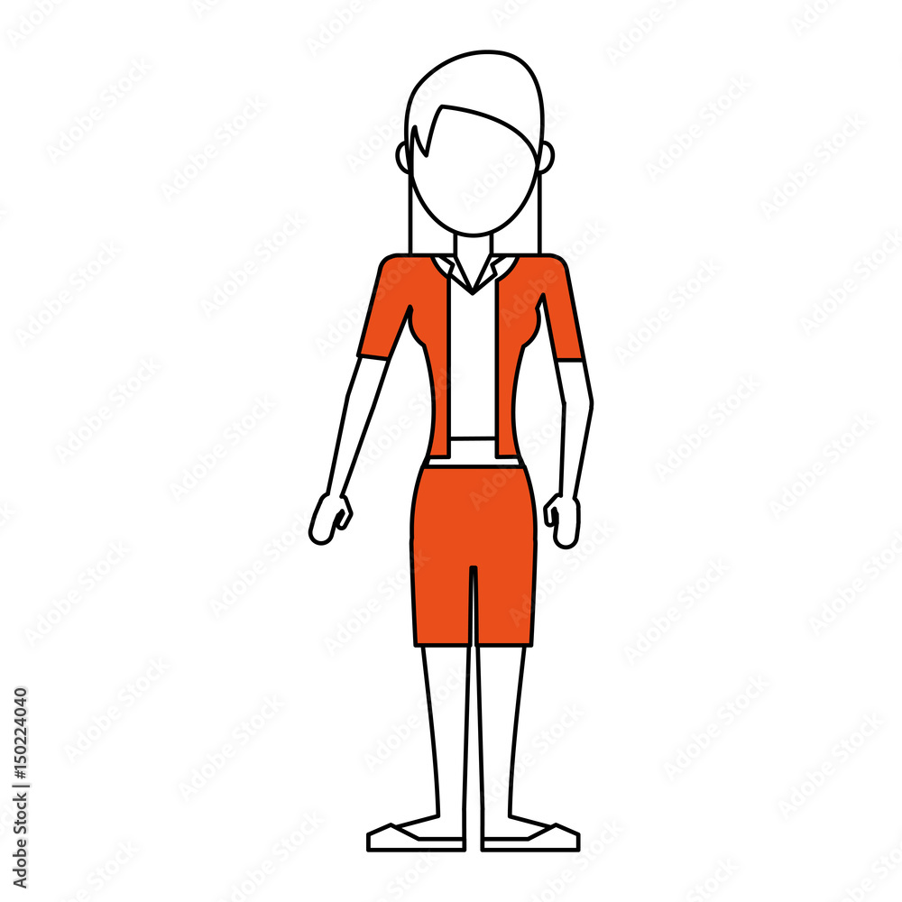 faceless woman wearing shirt and pants icon image vector illustration design 