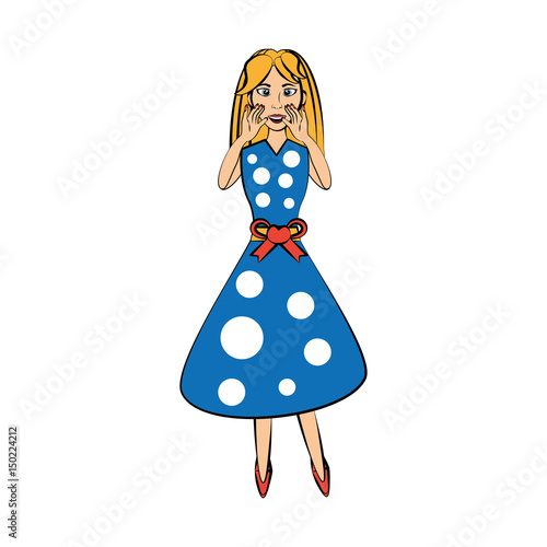 Vintage woman cartoon icon vector illustration graphic design