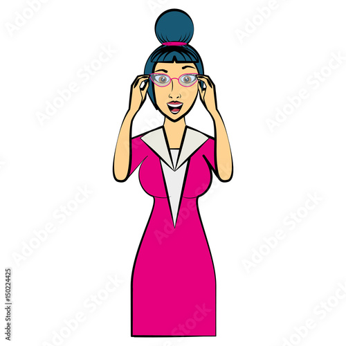 Vintage woman cartoon icon vector illustration graphic design