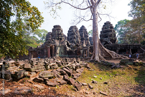 SIEM REAP, CAMBODIA - JANUARY 21, 2015: Tourists at Banteay Kdei temple in Angkor Wat.