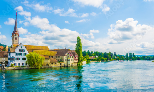 Stein am Rhein in Switzerland reflecting on Rhein river photo