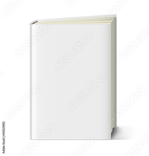 Blank cover book with a slightly open page isolated on white background. Ready for your design, promo, advertising. Vector illustration.