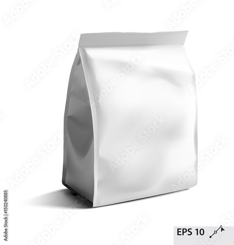 Food snack pillow bag with gusset on white background. Illustration isolated on white background. Ready for your design, promo, advertising. Vector EPS10. See also my profile.