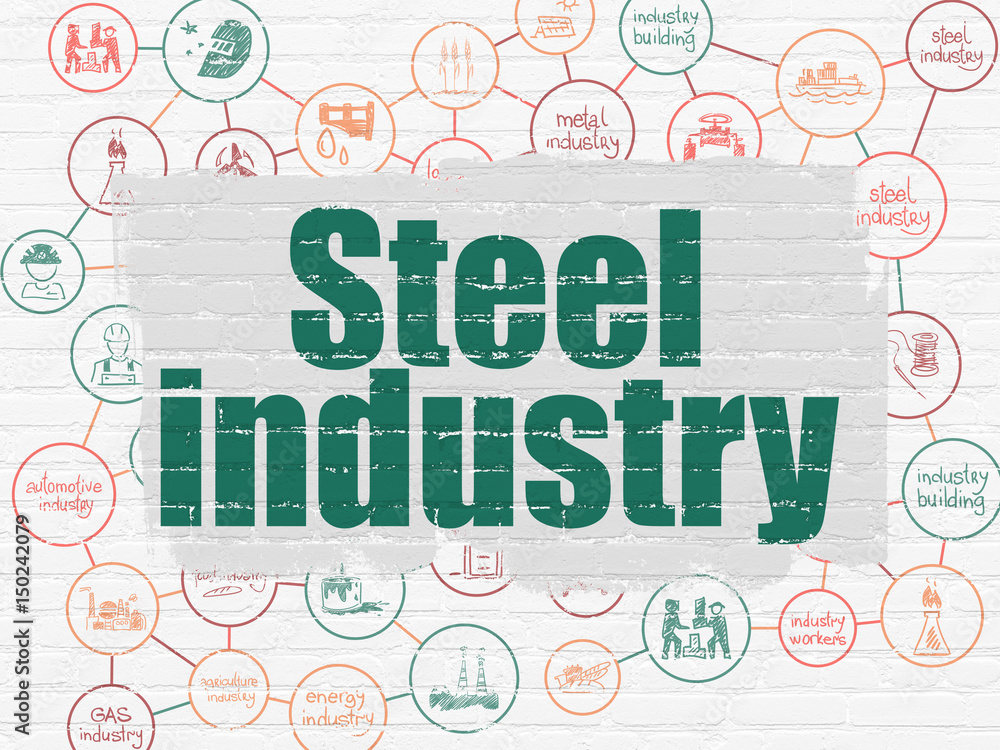 Fototapeta premium Manufacuring concept: Steel Industry on wall background