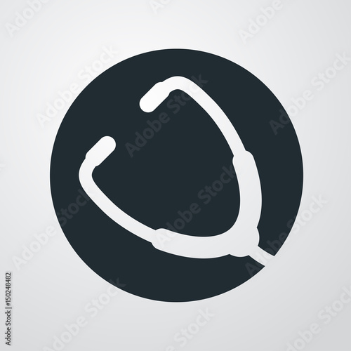 Icono plano circulo con estetoscopio en fondo degradado