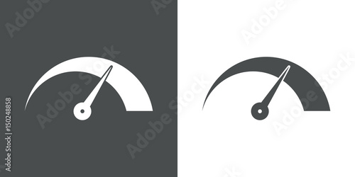 Icono plano velocimetro gris y blanco