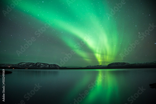 Northern Lights lake reflection