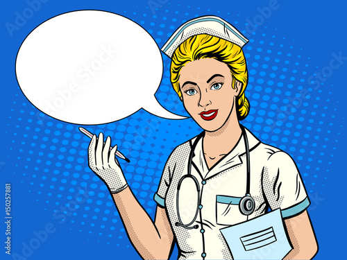 Nurse pop art style vector illustration