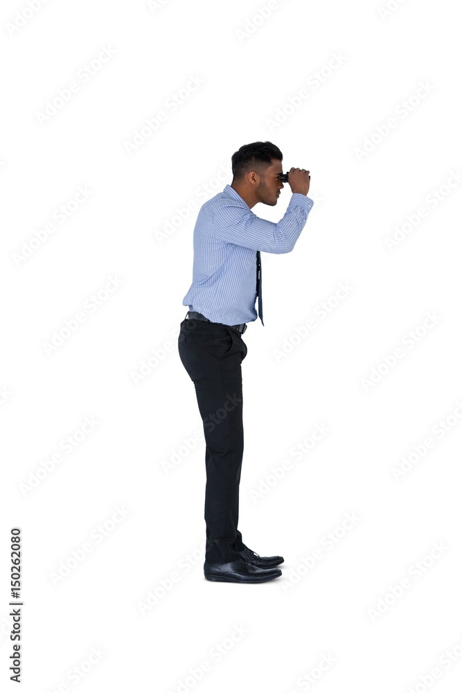Businessman looking through binoculars Businessman looking through binoculars