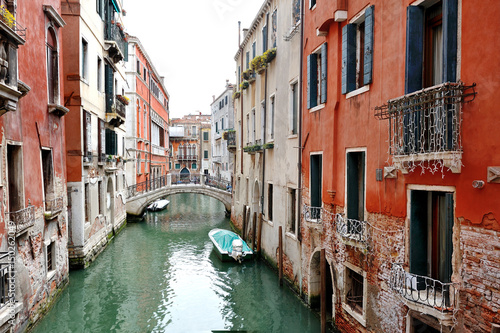 Venetian typical canal in Venice, Italy