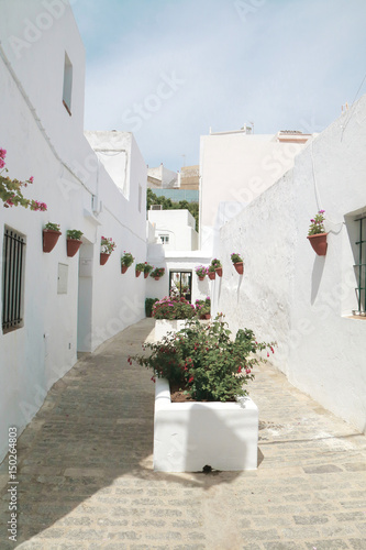 Pretty typical street of the village of Vejer de la Frontera, southern Spain © juanorihuela