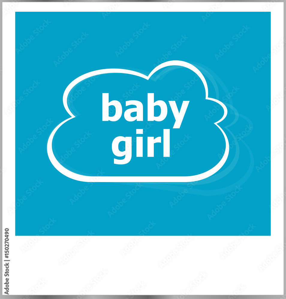 baby girl word social concept, photo frame isolated on white baby girl word social concept, photo frame isolated on white