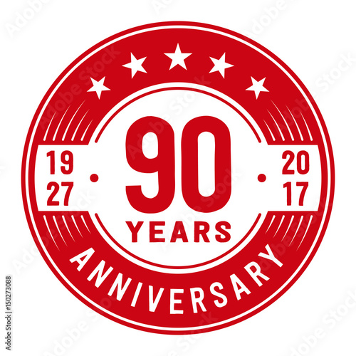 90 years anniversary logo template. Vector and illustration.