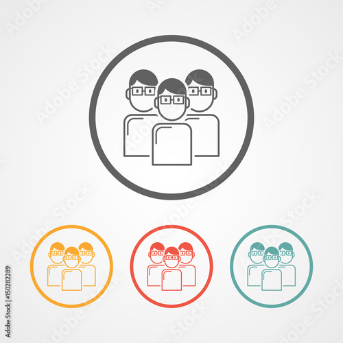 flat workgroup man wear glasses icon