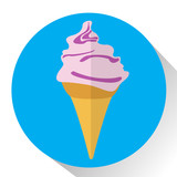 Isolated ice cream on a colored button, Vector illustration