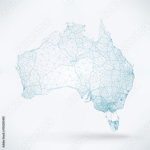 Abstract Telecommunication Network Map - Australia