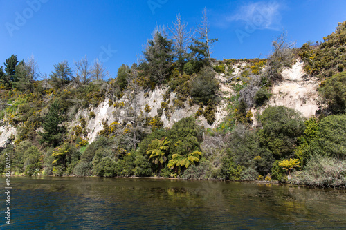 Huka Falls on the Waikato River in New Zealand.