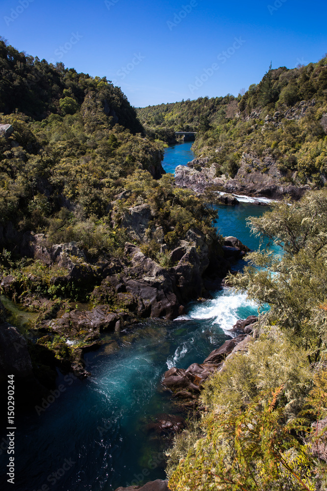 Huka Falls on the Waikato River in New Zealand.