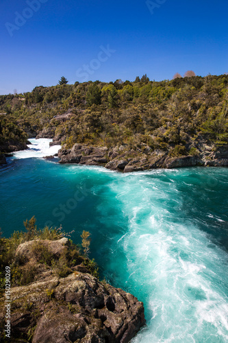 Huka Falls on the Waikato River in New Zealand.