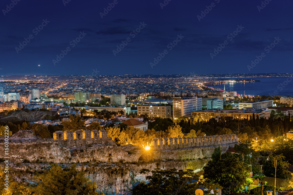 Rare Panoramic View of  Thessaloniki  at Dusk, Long Exposure Shot