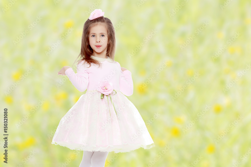 Elegant little girl in a pink dress. Elegant little girl in a pink dress.