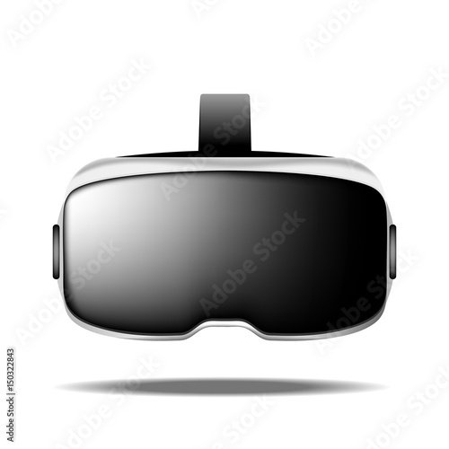 Stereoscopic 3d vr illustration. Vector virtual digital cyberspace technology. Innovation device