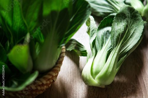 close up the Fresh baby green bok choy