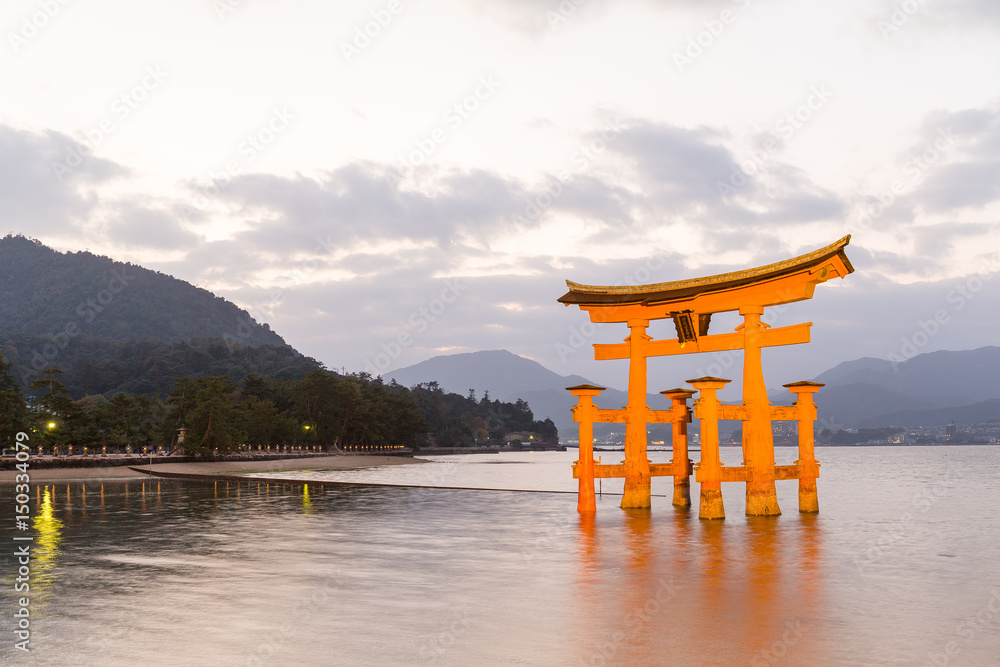 Torii in Itsukushima shine of Hiroshima city Torii in Itsukushima shine of Hiroshima city
