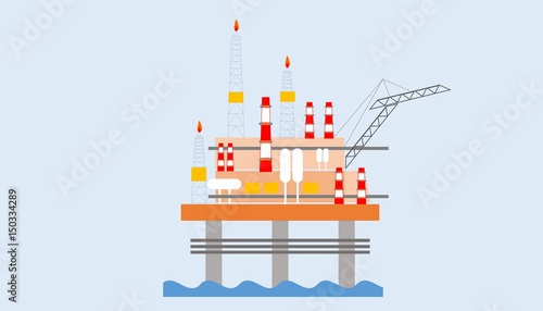 Illustration of Oil and Gas Rig Offshore