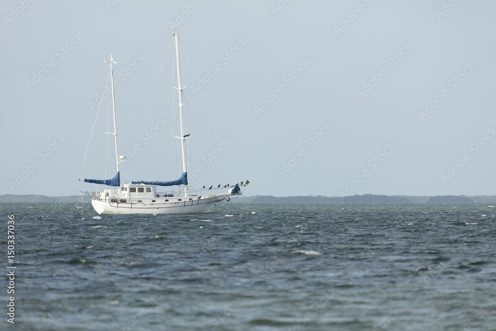 Sailboat Anchored off coast of Dredger Key Sigsbee - Key West Florida