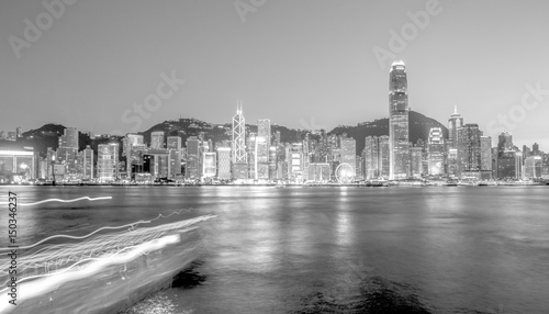 Hong Kong Harbor View with Black and white color