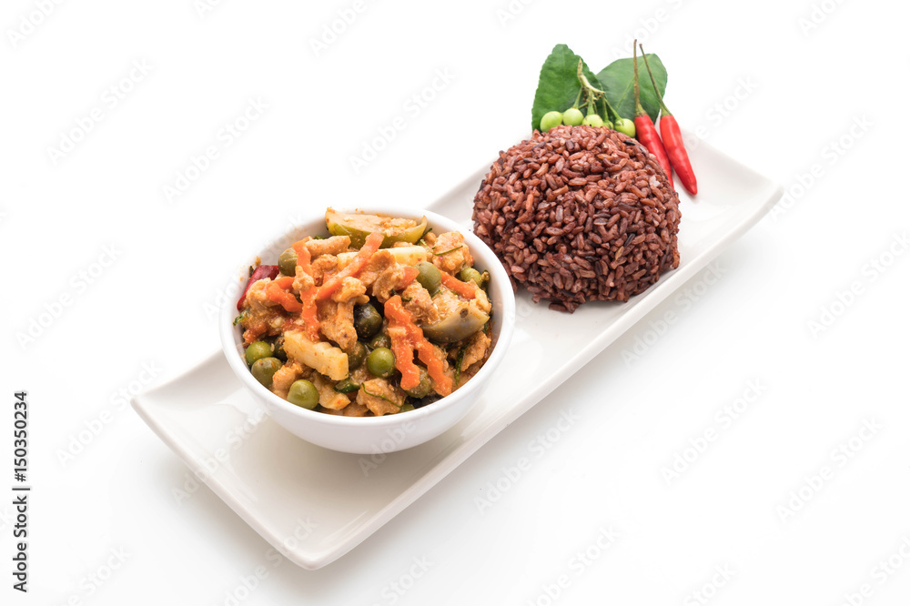 Panaeng Curry with pork and berry rice Panaeng Curry with pork and berry rice