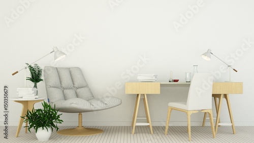 The interior living minimal space in apartment and background style  - 3D Rendering