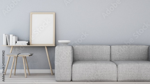 The interior minimal relax space room in condominium and background decoration furniture -3D Rendering