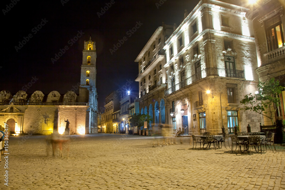Plaza de San Francisco, Havana, Cuba at Night