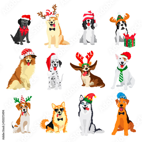 Set of New Year s dogs