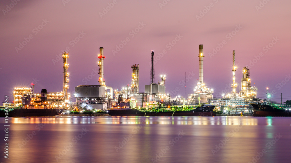 oil refinery on sunset