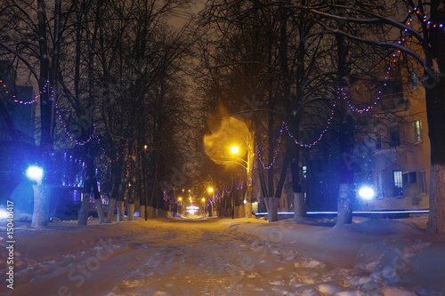 Lights in the park at night