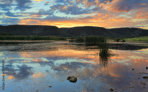 Sunset over the nature lake Boorooberongal