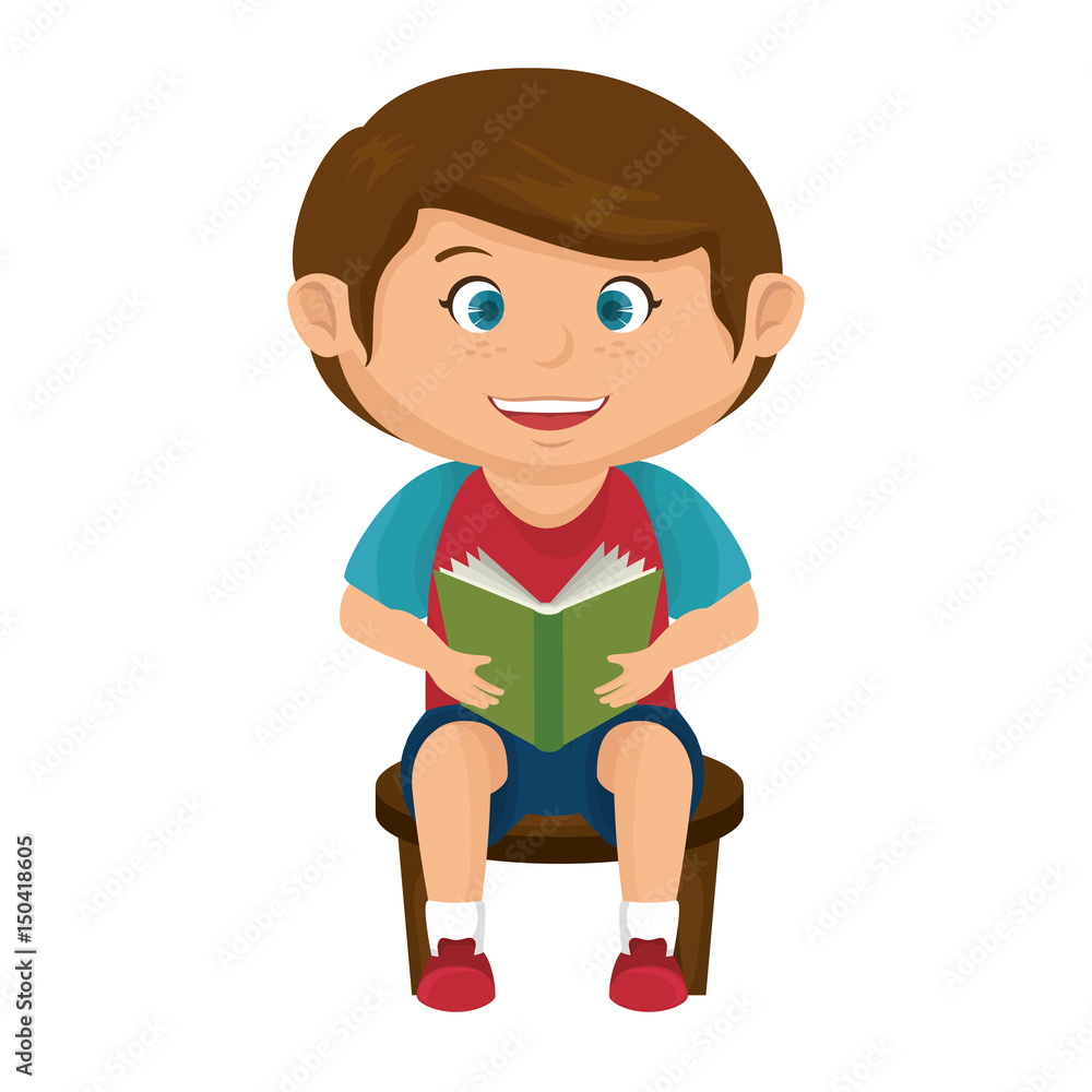 happy little boy reading character vector illustration design happy little boy reading character vector illustration design
