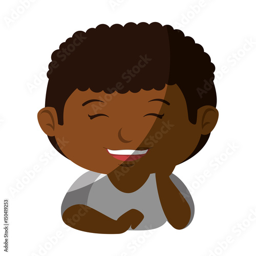 happy little black boy character vector illustration design