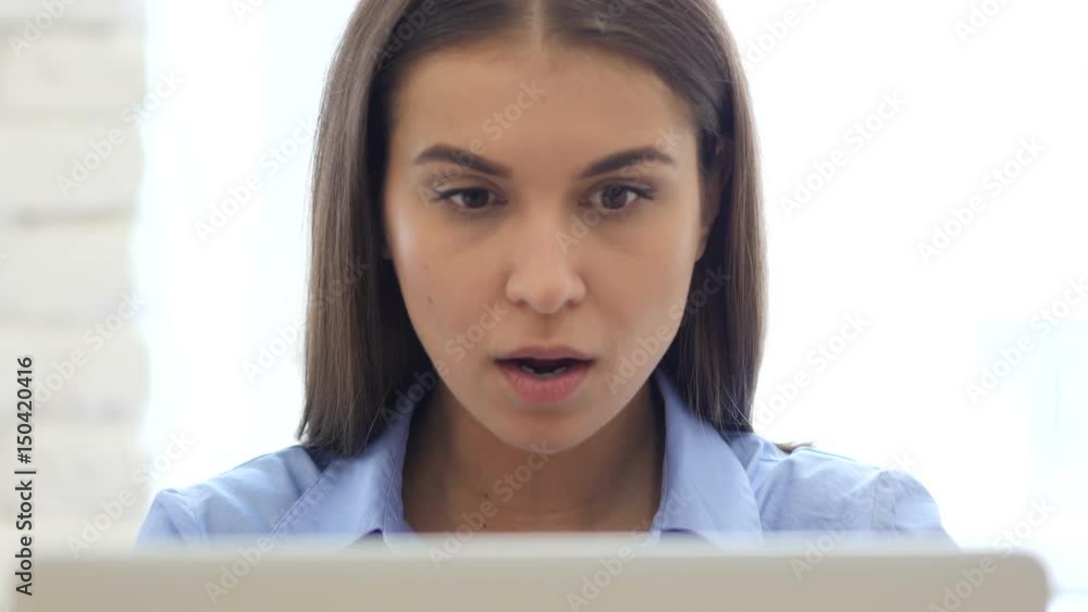 Pensive Creative Woman Busy on Laptop, Working on New Project Pensive Creative Woman Busy on Laptop, Working on New Project