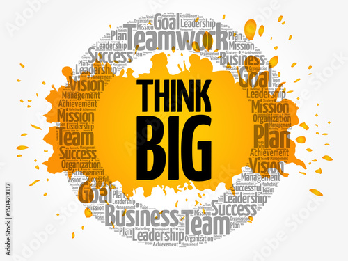 Think Big word cloud collage, business concept background