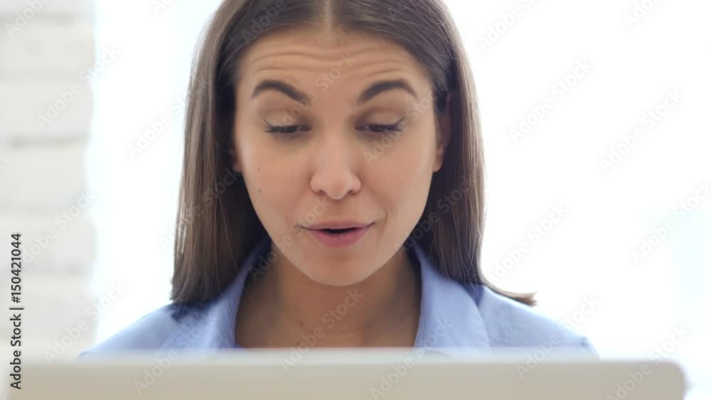 Video Chat at Work by Creative Designer, Female worker Video Chat at Work by Creative Designer, Female worker