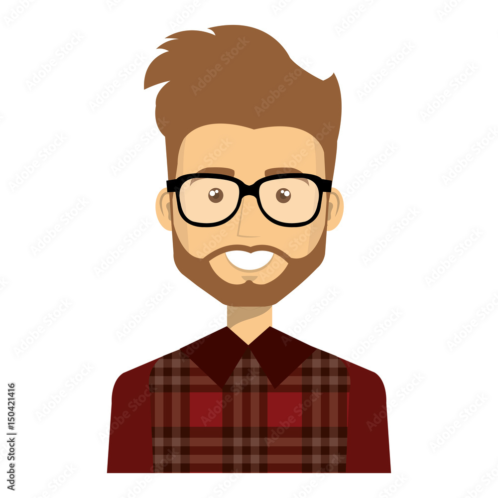 young man casual avatar with glasses vector illustration design