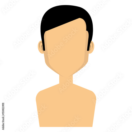 young man shirtless avatar character vector illustration design