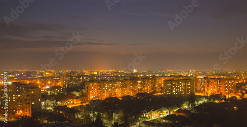Beautiful evening town panorama with the sky